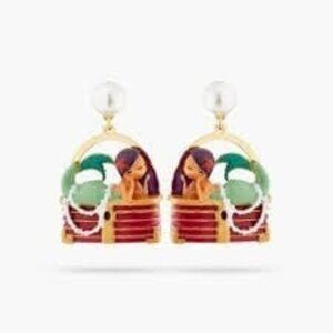 Les Nereides Mermaid and Treasure Chest Stud Earrings